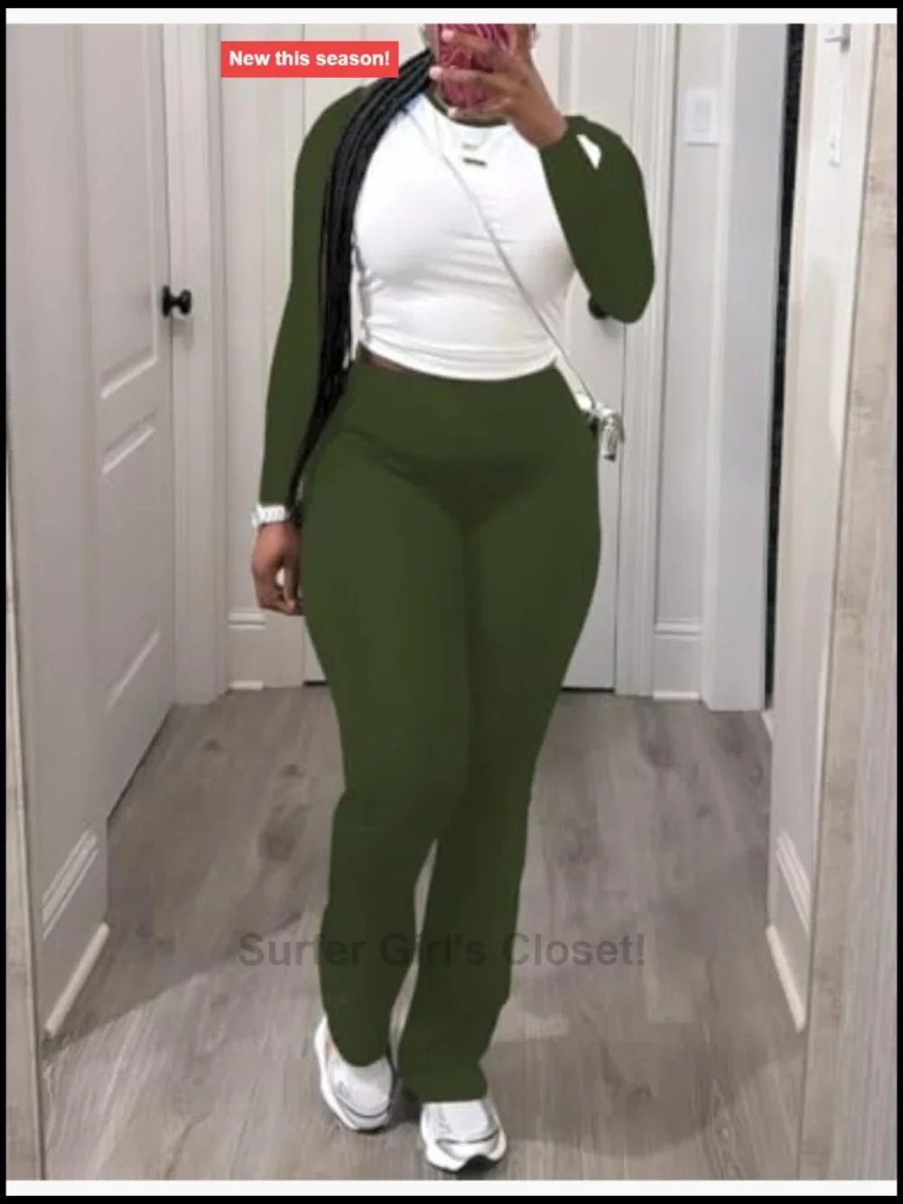 2 Piece Tracksuit Set Long Sleeve Top & High-Waisted Sweatpants Workout Outfit